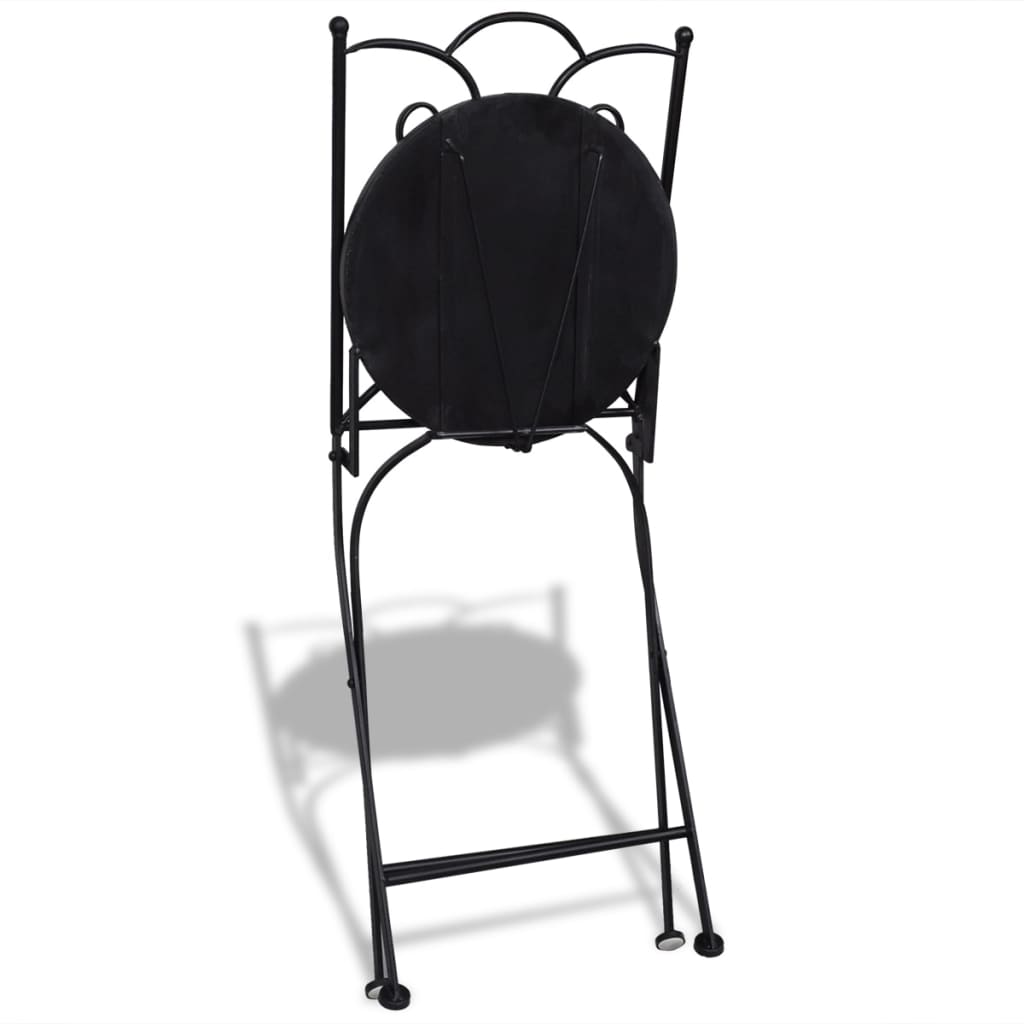 vidaXL 2 db fekete és fehér összecsukható kerámia kerti szék