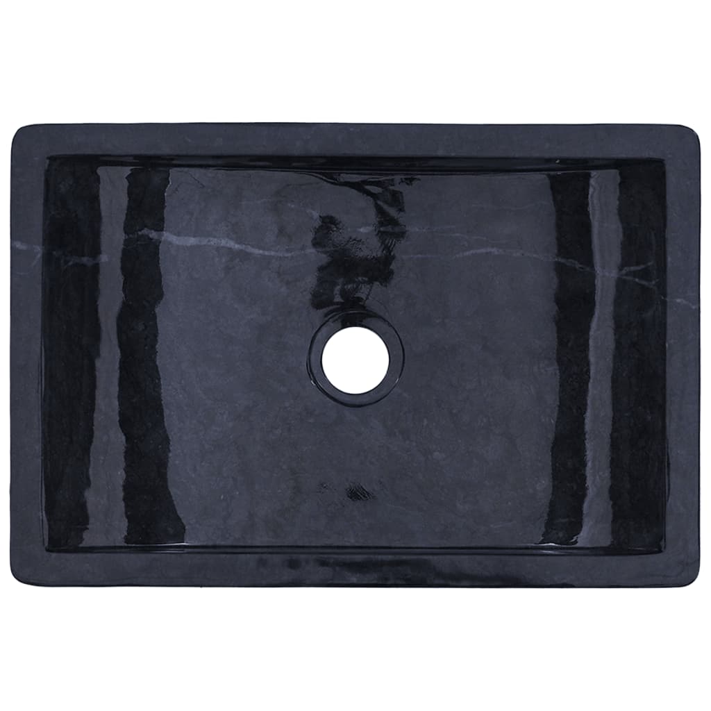 vidaXL magasfényű fekete márvány mosdókagyló 45 x 30 x 12 cm