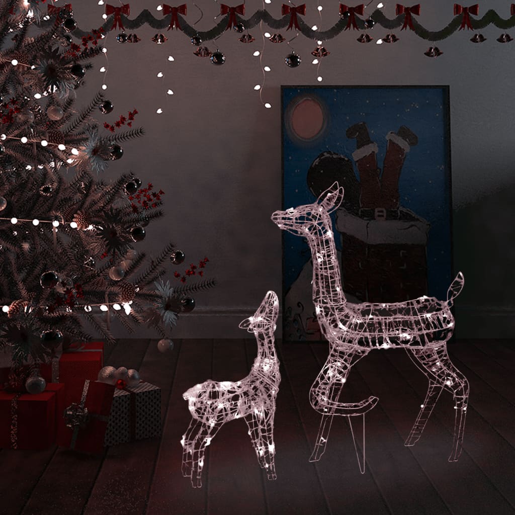 vidaXL 160 LED-es meleg fehér akril karácsonyi rénszarvascsalád