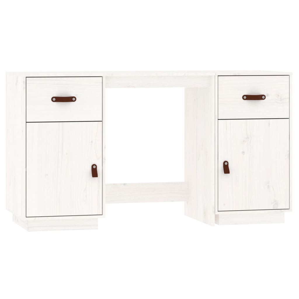 vidaXL fehér tömör fenyőfa íróasztal szekrényekkel 135 x 50 x 75 cm