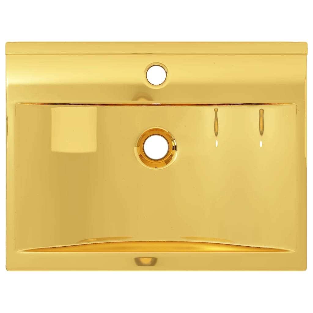 vidaXL aranyszínű kerámia mosdókagyló túlfolyóval 60 x 46 x 16 cm