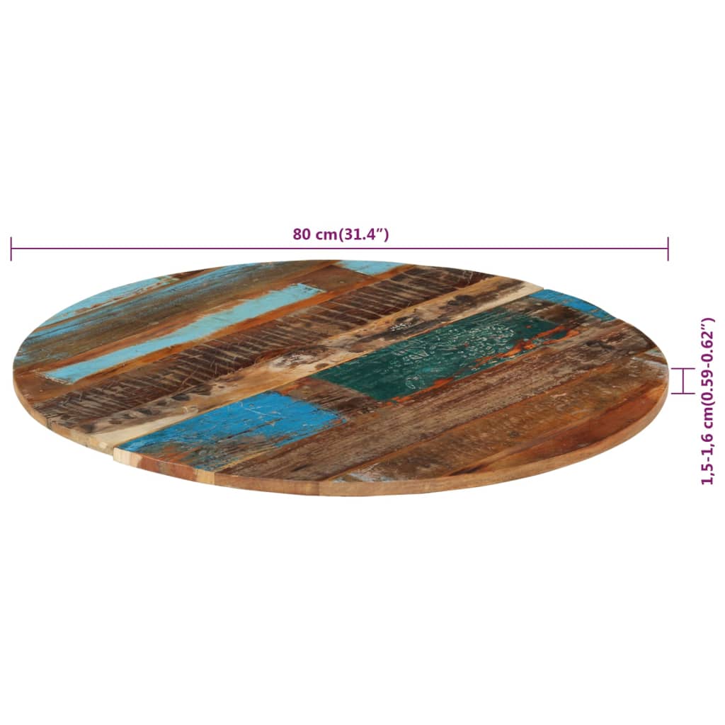 vidaXL tömör újrahasznosított fa asztallap Ø80 x (1,5-1,6) cm