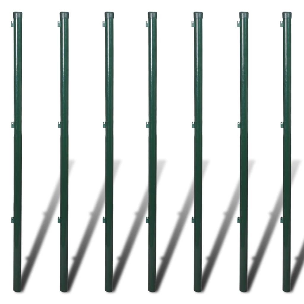 vidaXL zöld acél drótkerítés oszlopokkal 1,5 x 15 m