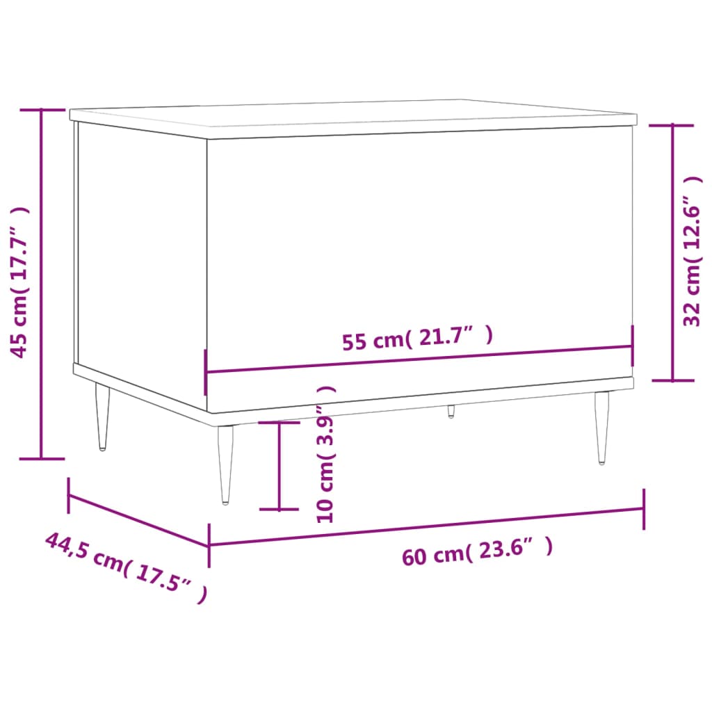 vidaXL fehér szerelt fa dohányzóasztal 60x44,5x45 cm