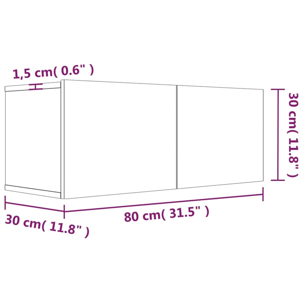 vidaXL szürke sonoma színű szerelt fa TV-szekrény 80x30x30 cm