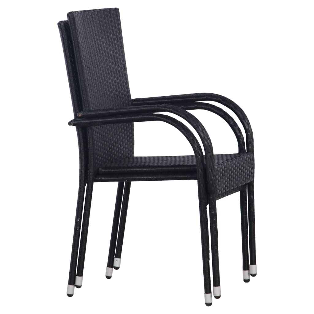 vidaXL 2 db fekete rakásolható polyrattan kültéri szék