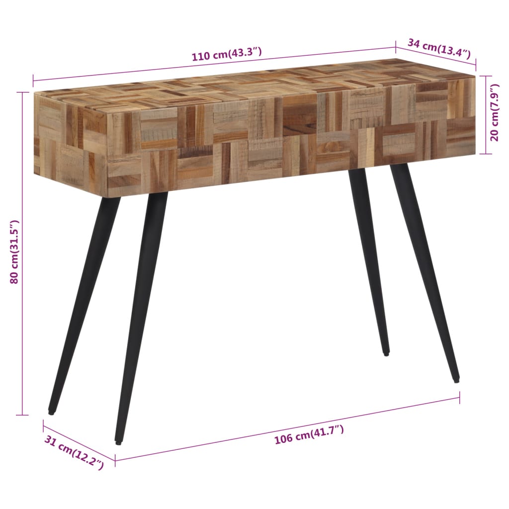 vidaXL tömör újrahasznosított tíkfa tálalóasztal 110 x 34 x 80 cm