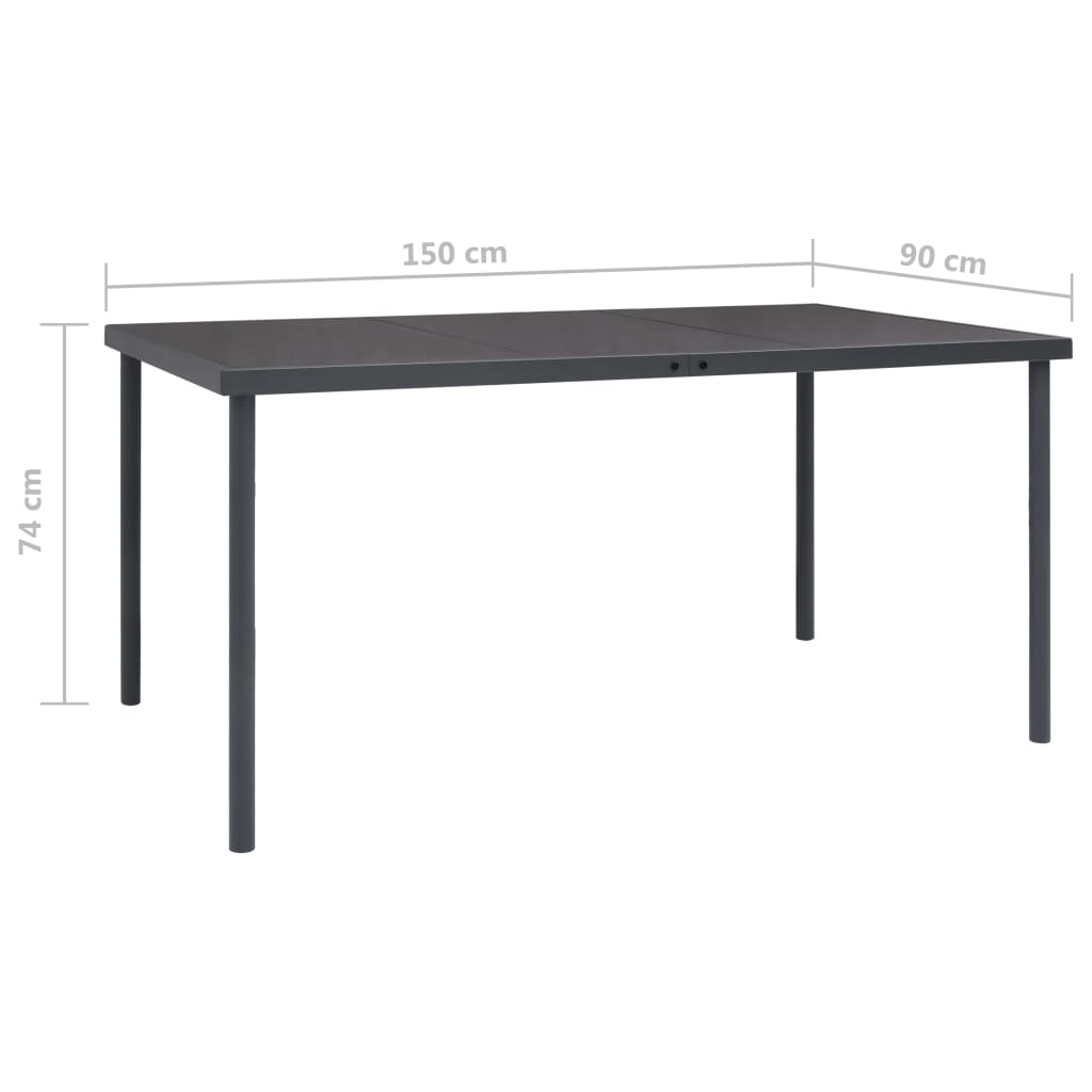 vidaXL antracitszürke kültéri étkezőasztal 150 x 90 x 74 cm