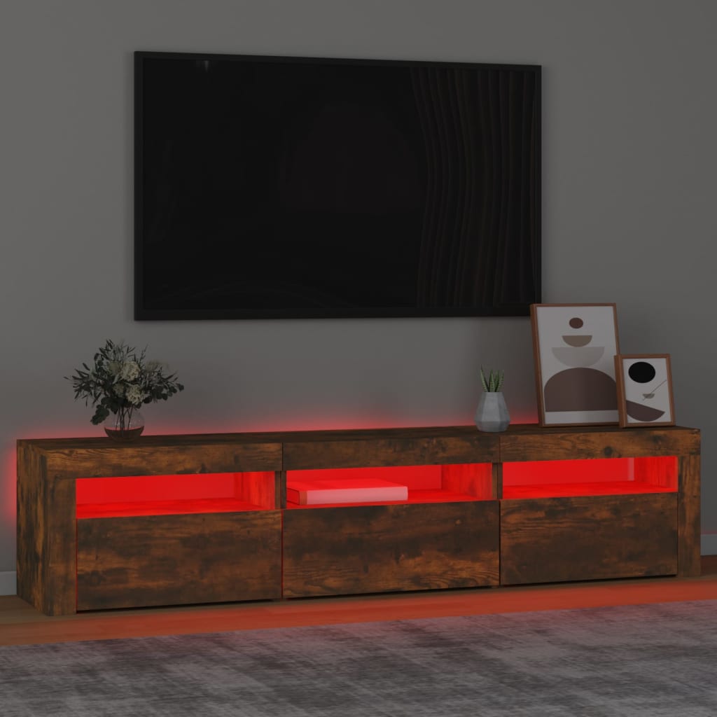 vidaXL füstös tölgyszínű TV-szekrény LED-világítással 180x35x40 cm