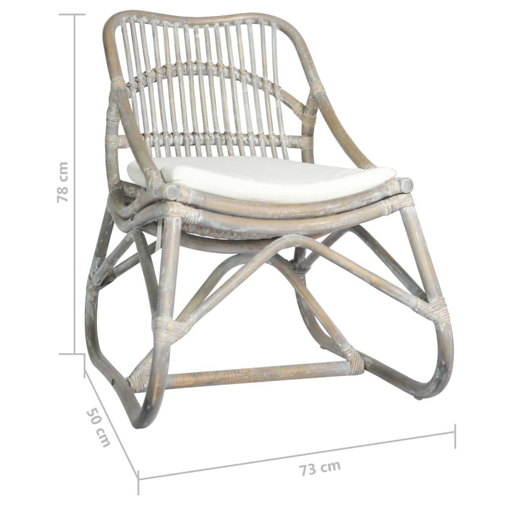 vidaXL szürke vászon és rattan szék
