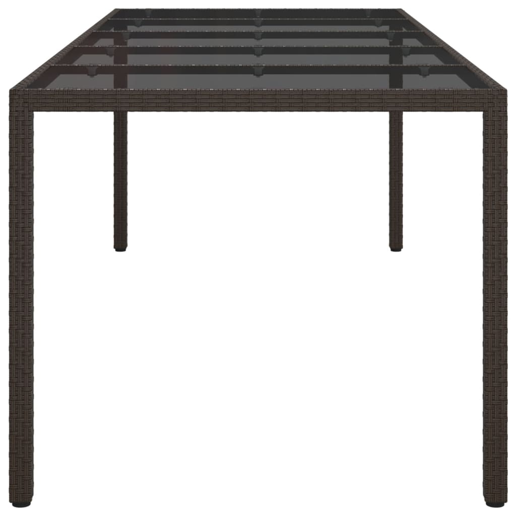 vidaXL barna polyrattan és edzett üveg kerti asztal 250 x 100 x 75 cm