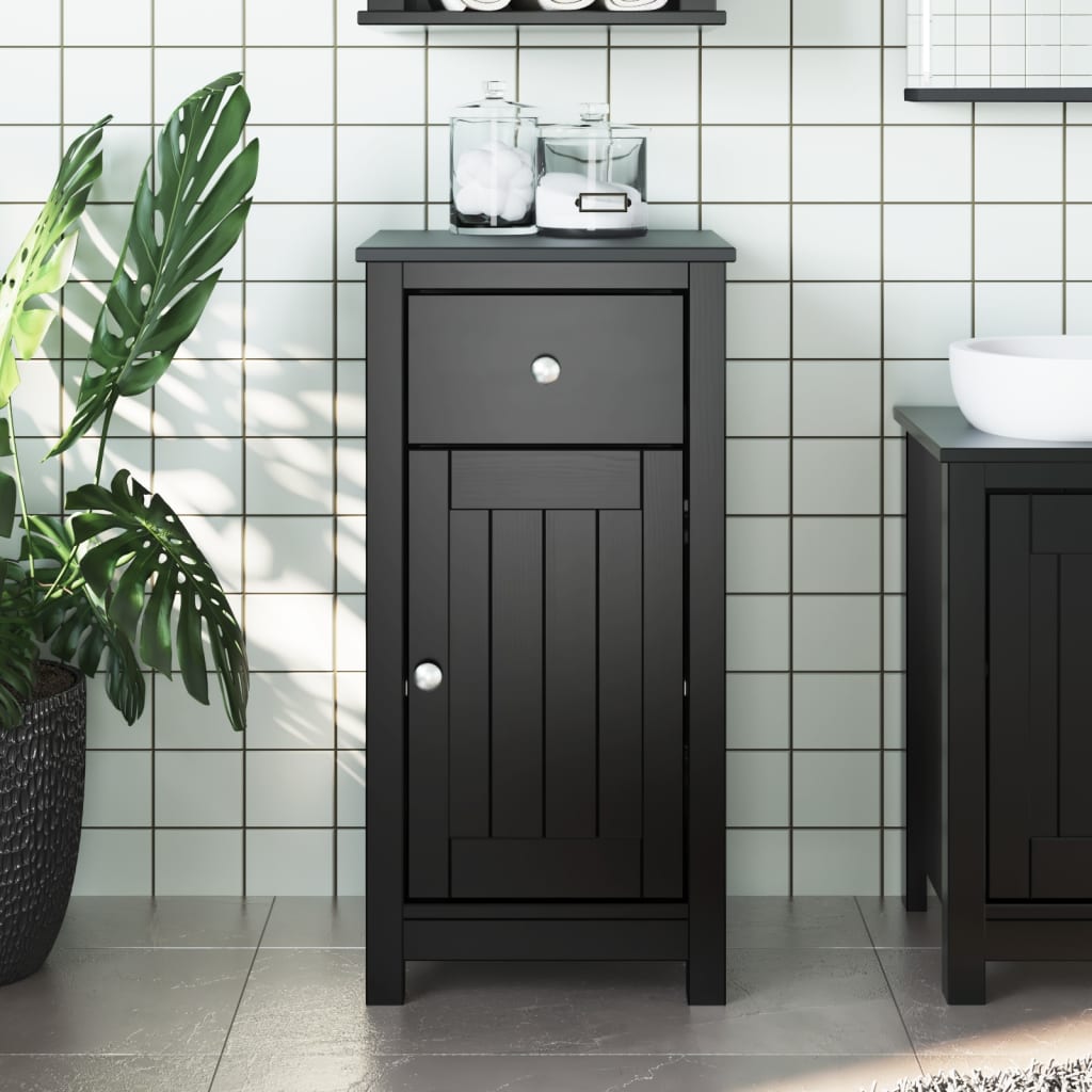 vidaXL BERG fekete tömör fenyőfa fürdőszobaszekrény 40 x 34 x 80 cm