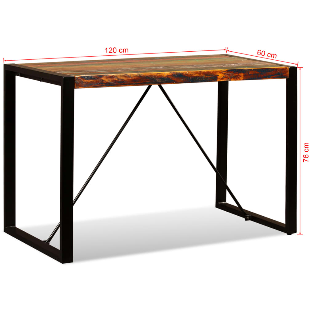 vidaXL tömör újrahasznosított fa étkezőasztal 120 cm