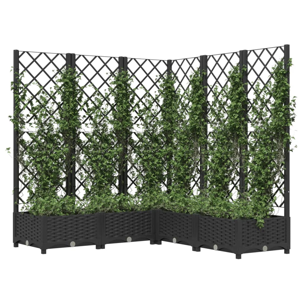 vidaXL fekete polipropilén rácsos kerti ültetőláda 120 x 120 x 121,5cm
