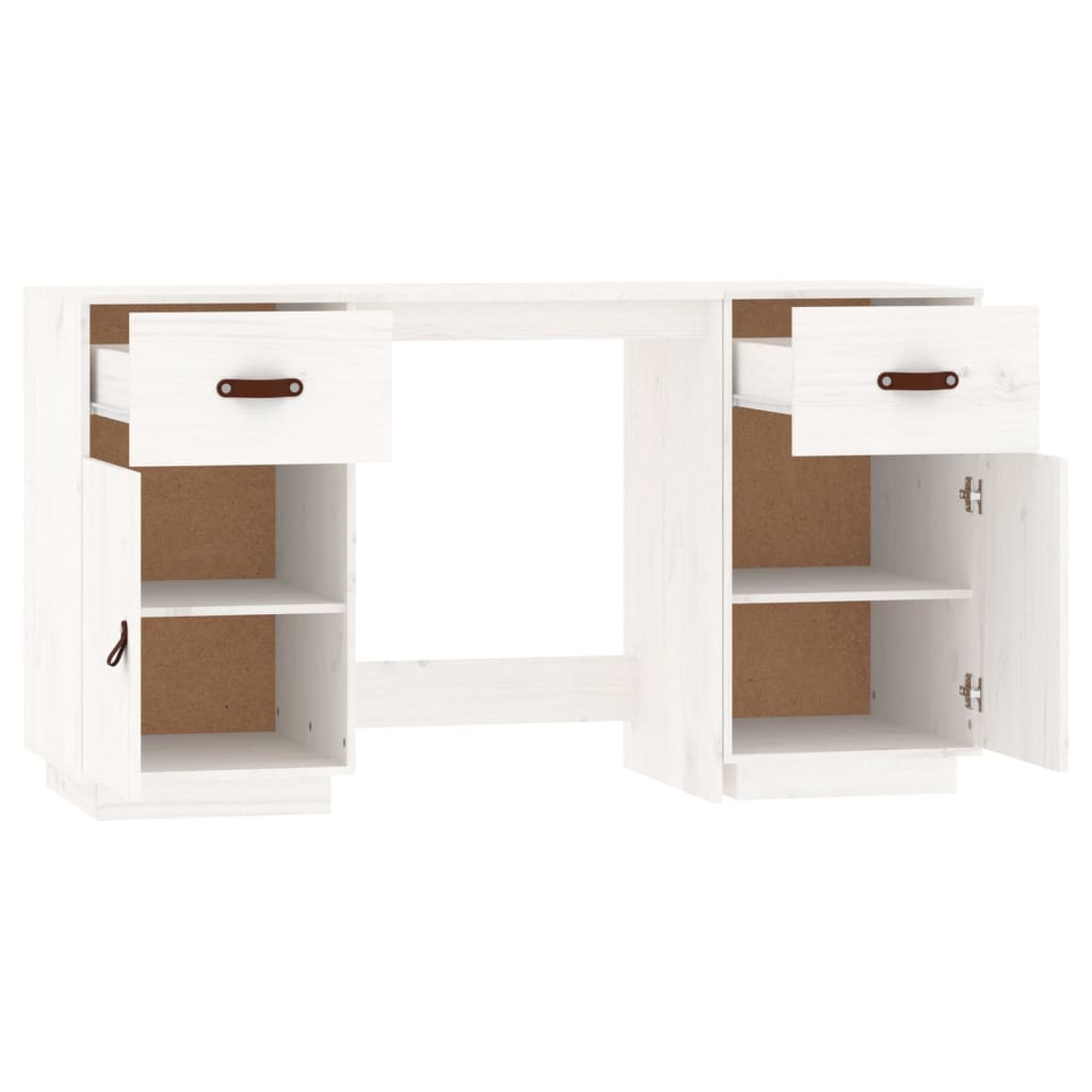 vidaXL fehér tömör fenyőfa íróasztal szekrényekkel 135 x 50 x 75 cm