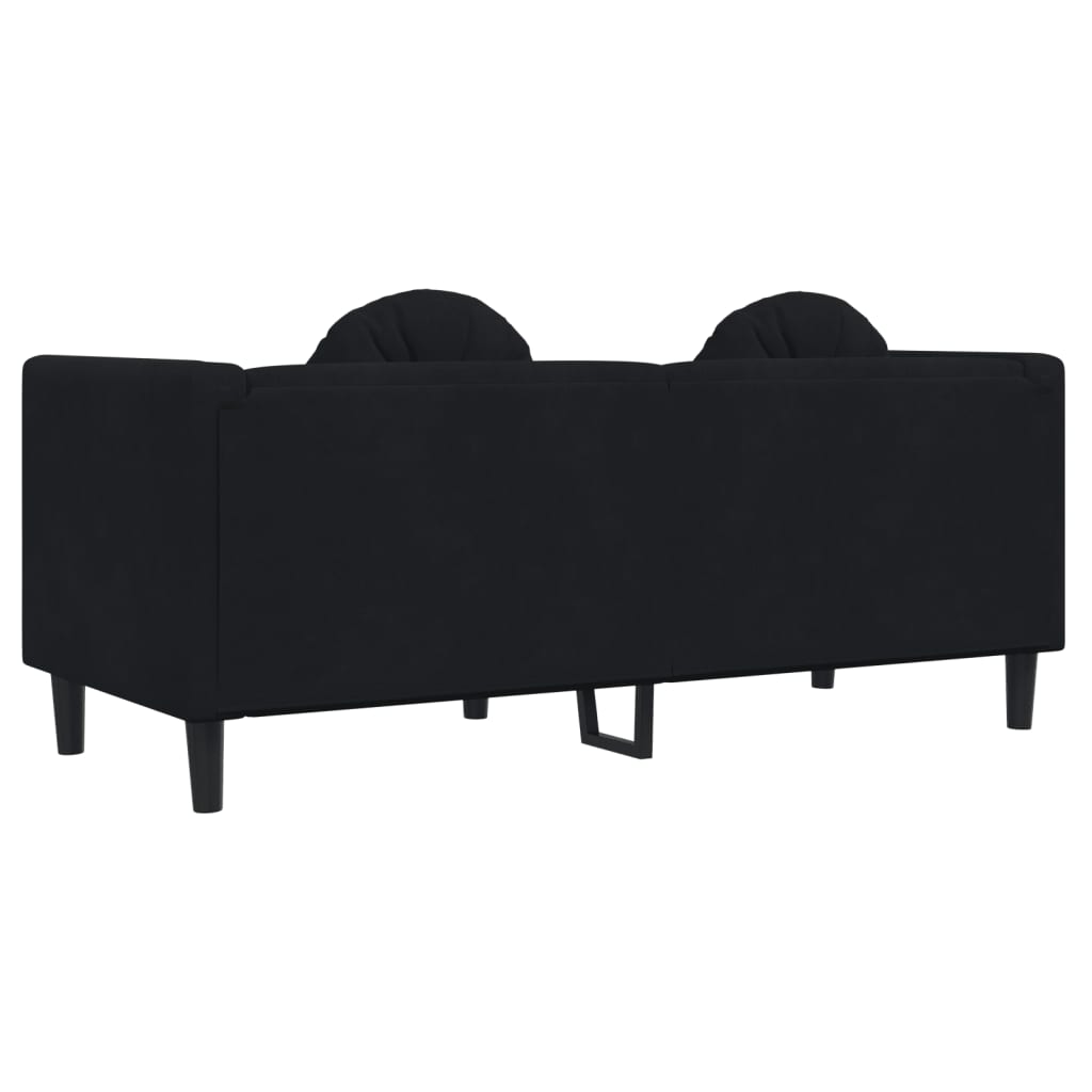 vidaXL fekete bársony kétszemélyes kanapé párnákkal