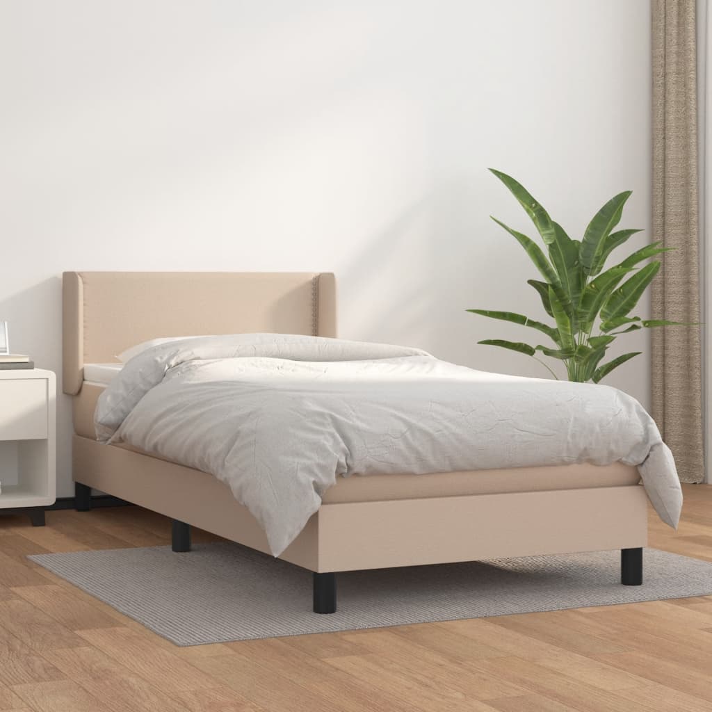 vidaXL cappuccino színű műbőr rugós ágy matraccal 80 x 200 cm