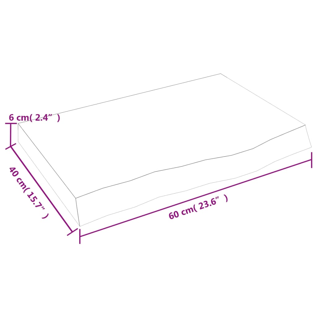 vidaXL világosbarna kezelt tömör tölgyfa asztallap 60x40x(2-6) cm