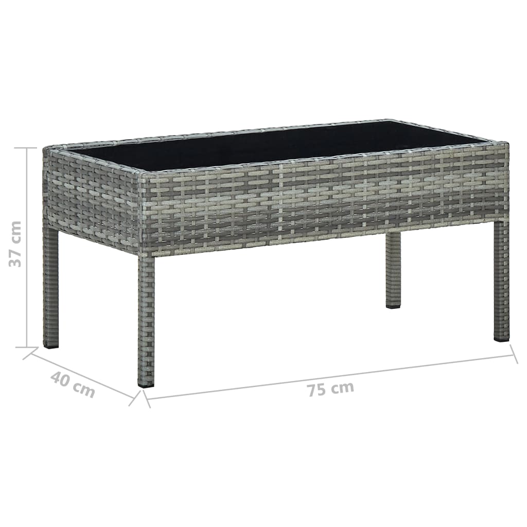 vidaXL szürke polyrattan kerti asztal 75 x 40 x 37 cm