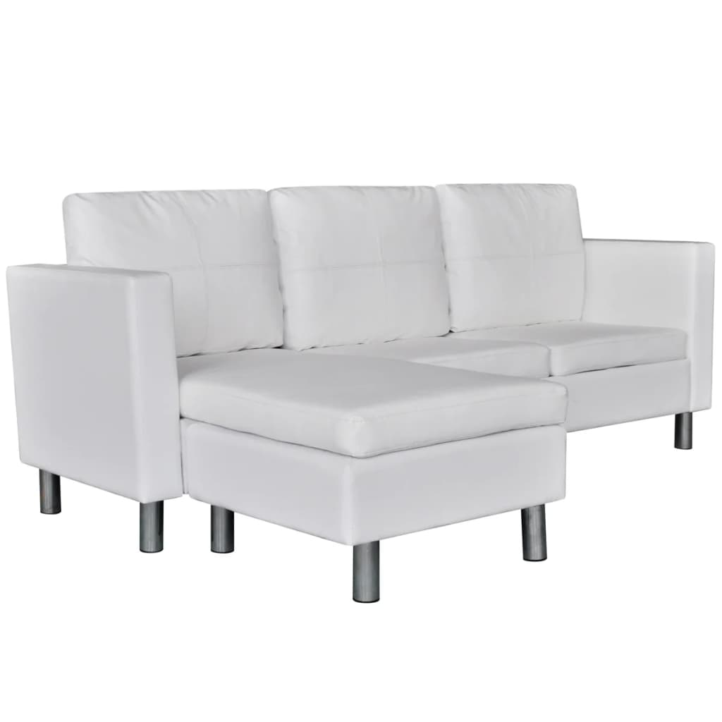 vidaXL 3 személyes fehér műbőr elemes kanapé