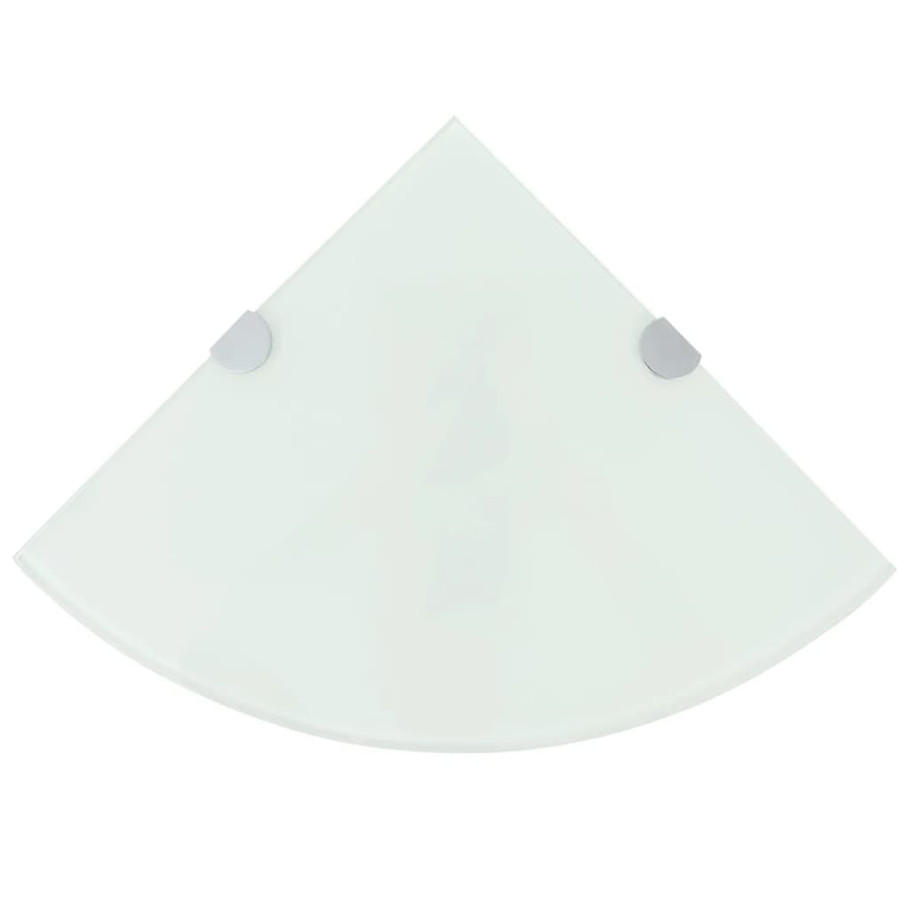 vidaXL Fehér üveg sarokpolc króm tartóval 35x35 cm
