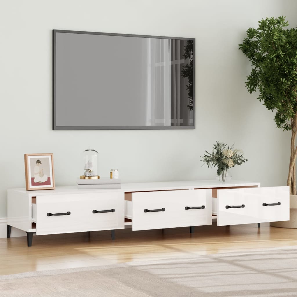vidaXL fehér magasfényű szerelt fa TV-szekrény 150x34,5x30 cm