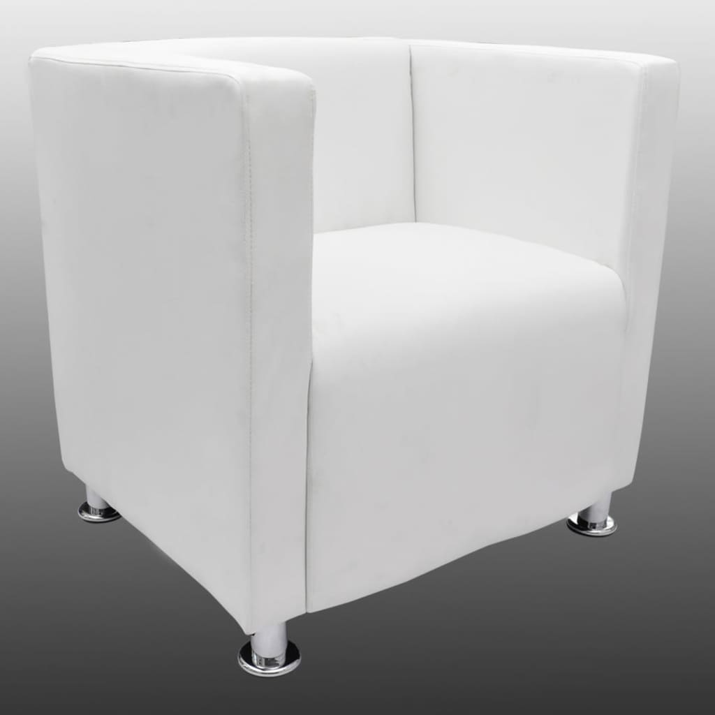 vidaXL fehér műbőr kocka alakú fotel