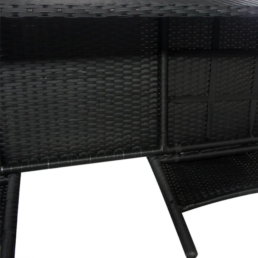 vidaXL fekete kétszemélyes polyrattan kerti kanapé italtartó asztallal