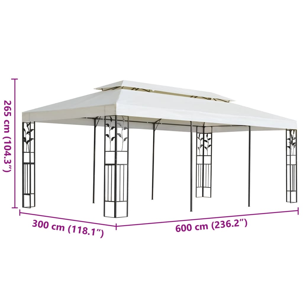 vidaXL fehér acél pavilon dupla tetővel 6 x 3 m