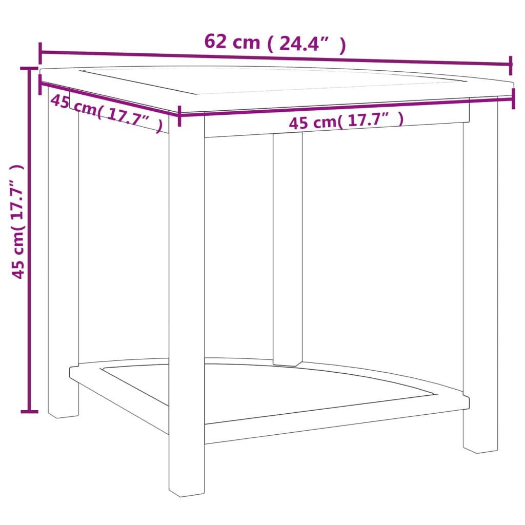 vidaXL tömör tíkfa fürdőszobai kisasztal 45 x 45 x 45 cm