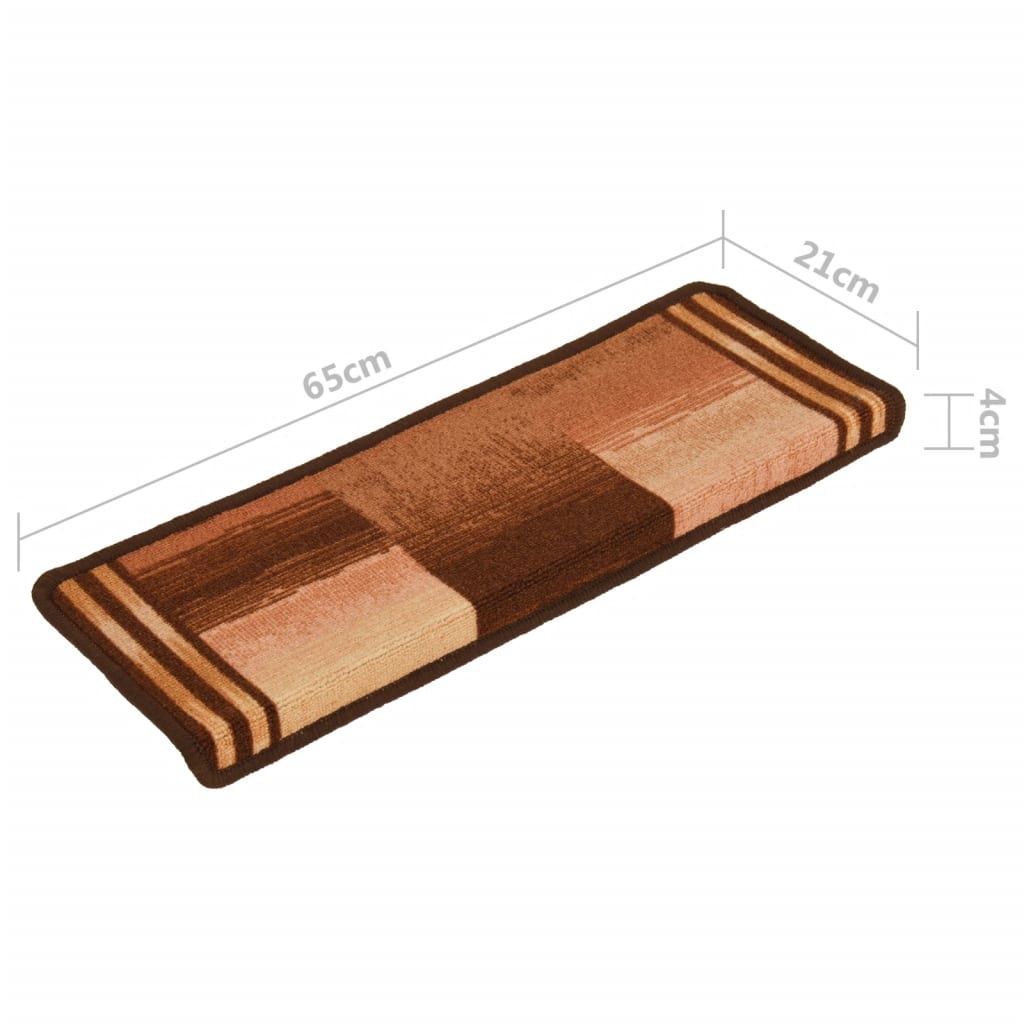 vidaXL 15 db barna öntapadó lépcsőszőnyeg 65x21x4 cm