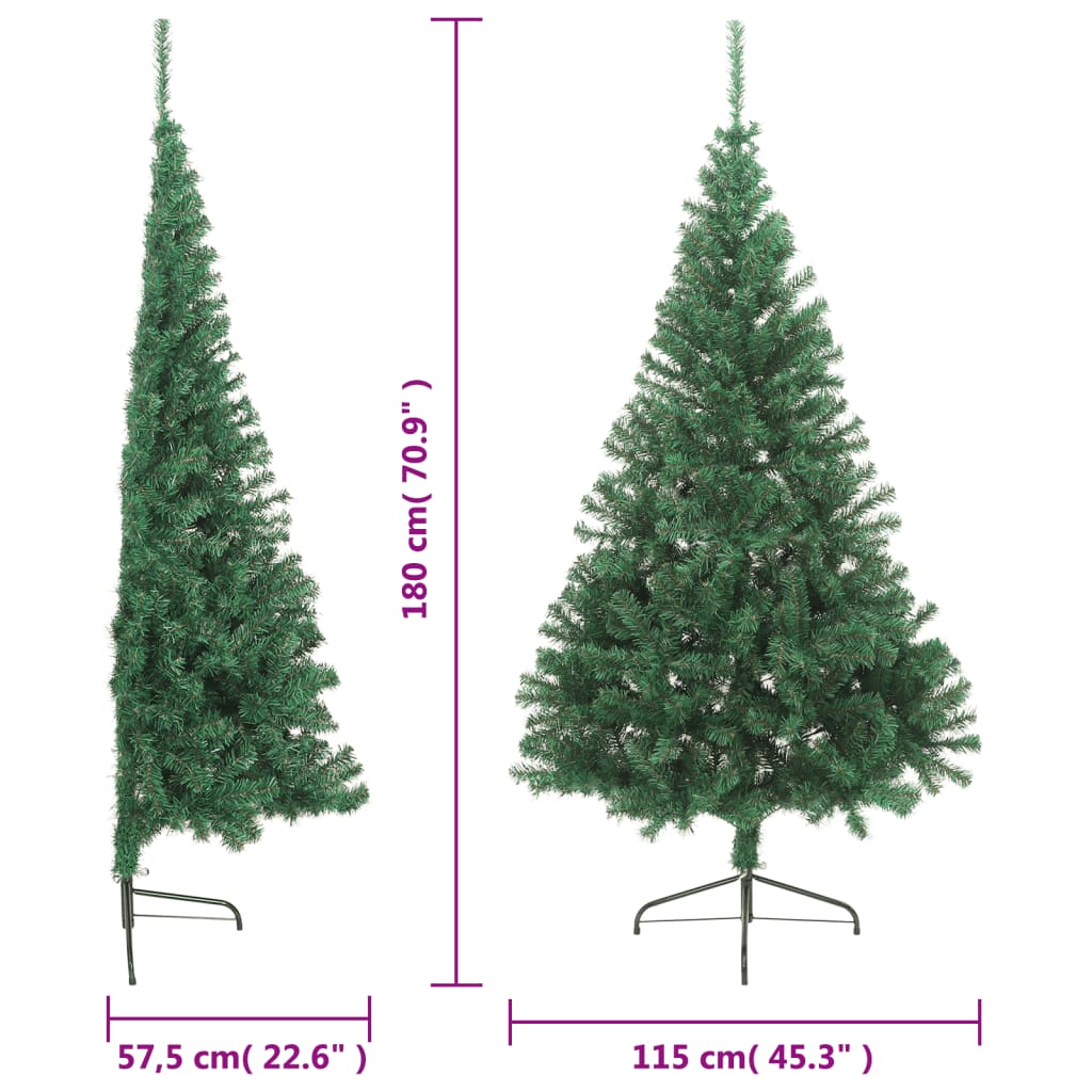 vidaXL zöld PVC fél műkarácsonyfa állvánnyal 180 cm