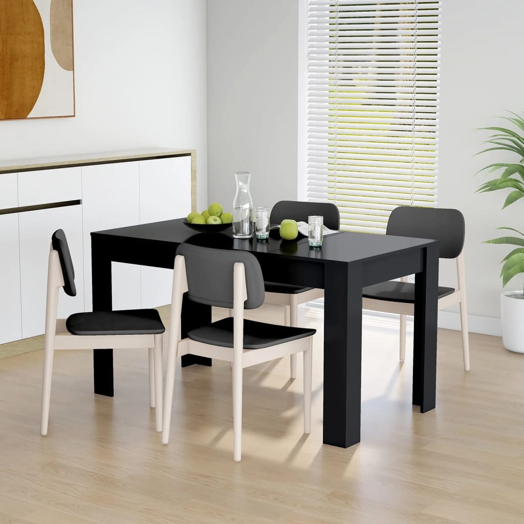 vidaXL fekete forgácslap étkezőasztal 140 x 74,5 x 76 cm
