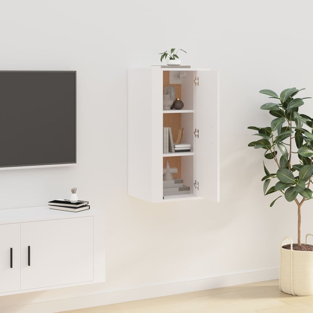 vidaXL magasfényű fehér fali TV-szekrény 40x34,5x80 cm