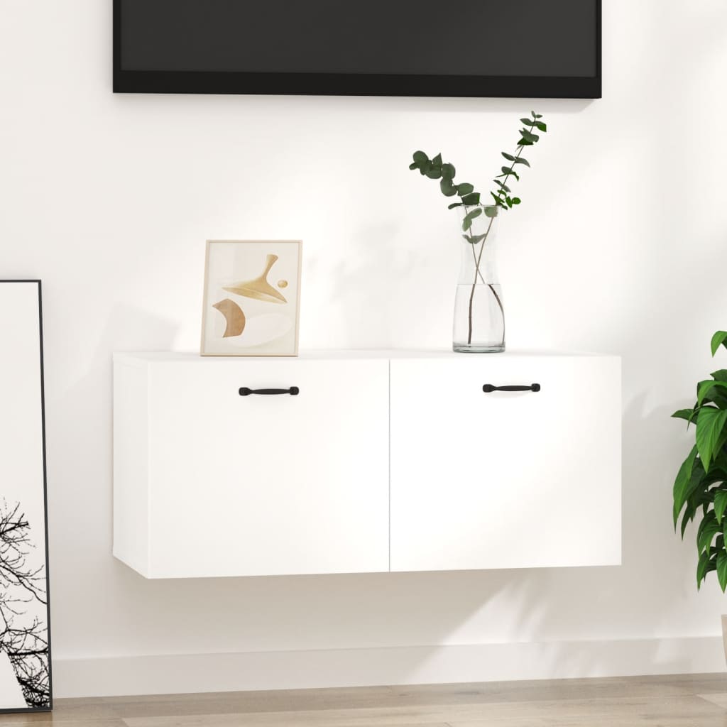 vidaXL magasfényű fehér szerelt fa faliszekrény 80 x 36,5 x 35 cm
