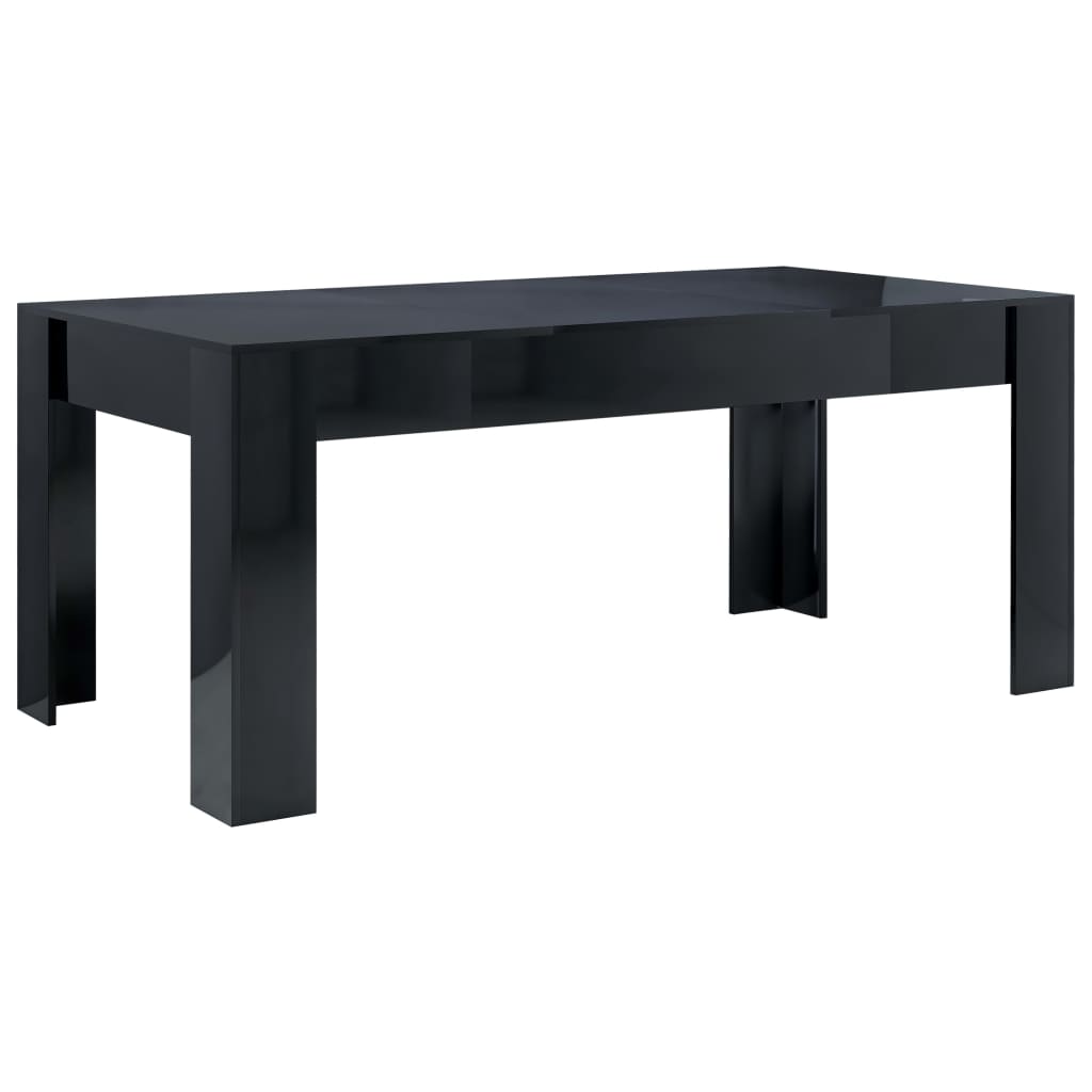 vidaXL magasfényű fekete forgácslap étkezőasztal 180 x 90 x 76 cm