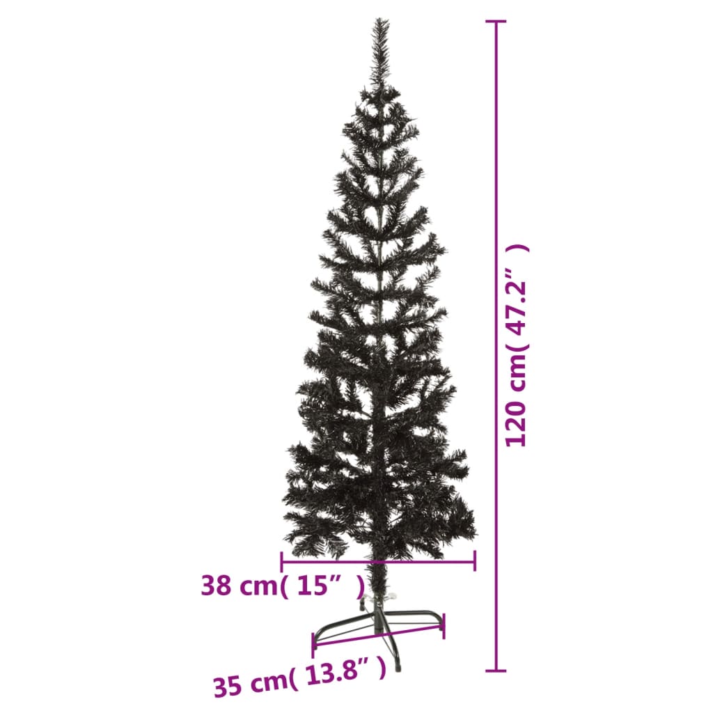 vidaXL fekete vékony karácsonyfa 120 cm