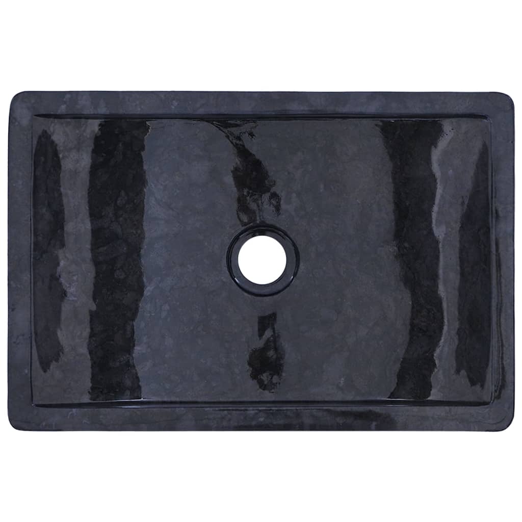 vidaXL tömör tíkfa fürdőszobaszekrény fekete márvány mosdókkal