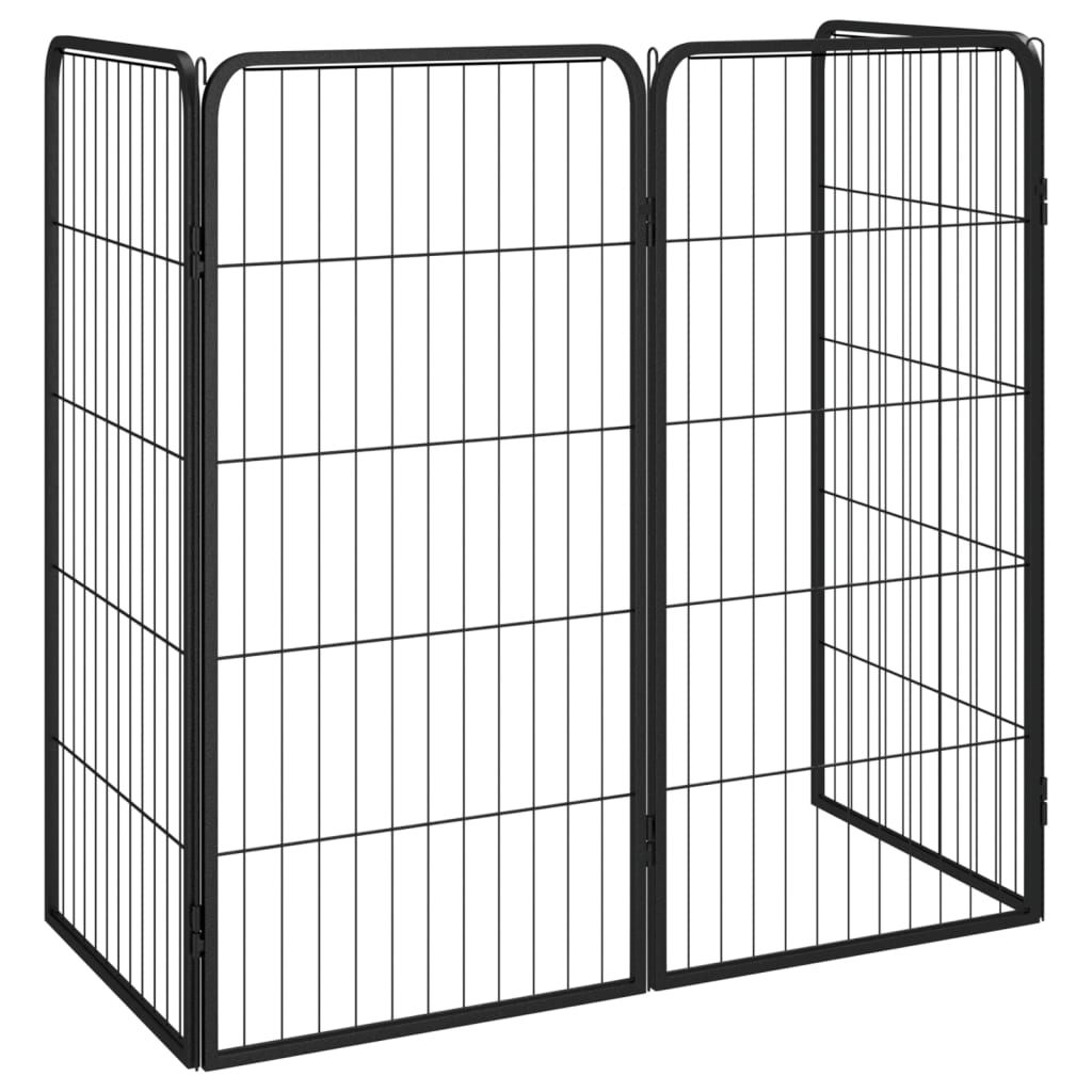 vidaXL 4 paneles fekete porszórt acél kutyakernel 50 x 100 cm