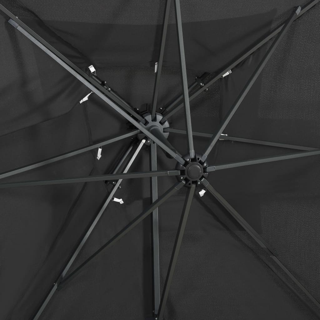 vidaXL antracitszürke dupla tetejű konzolos napernyő 250 x 250 cm