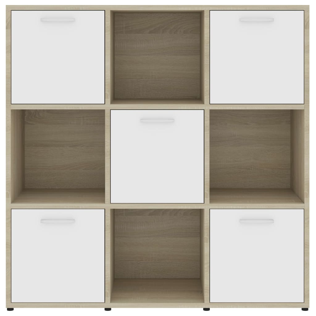 vidaXL fehér és sonoma-tölgy forgácslap könyvszekrény 90 x 30 x 90 cm