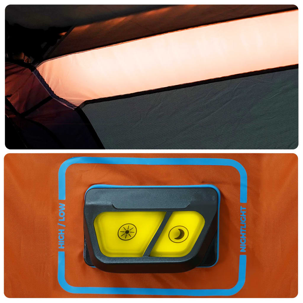 vidaXL 10 személyes szürke-narancs gyorskioldó LED-es családi sátor