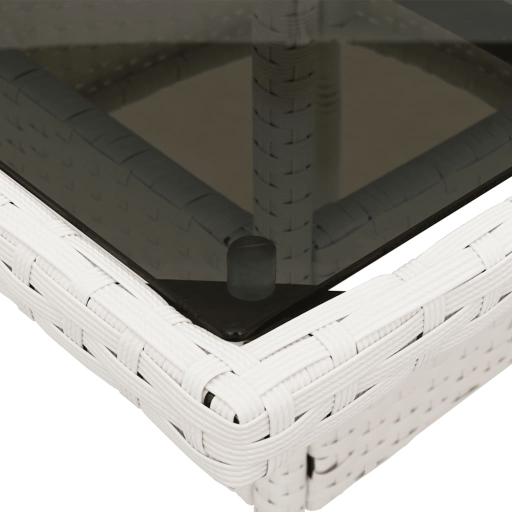 vidaXL fehér polyrattan üveglapos kerti asztal 80 x 80 x 75 cm