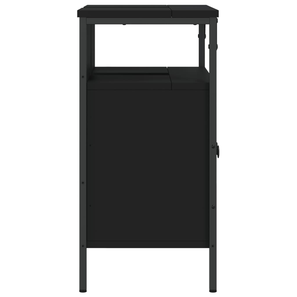 vidaXL fekete szerelt fa fürdőszobai mosdószekrény 60 x 30 x 60 cm
