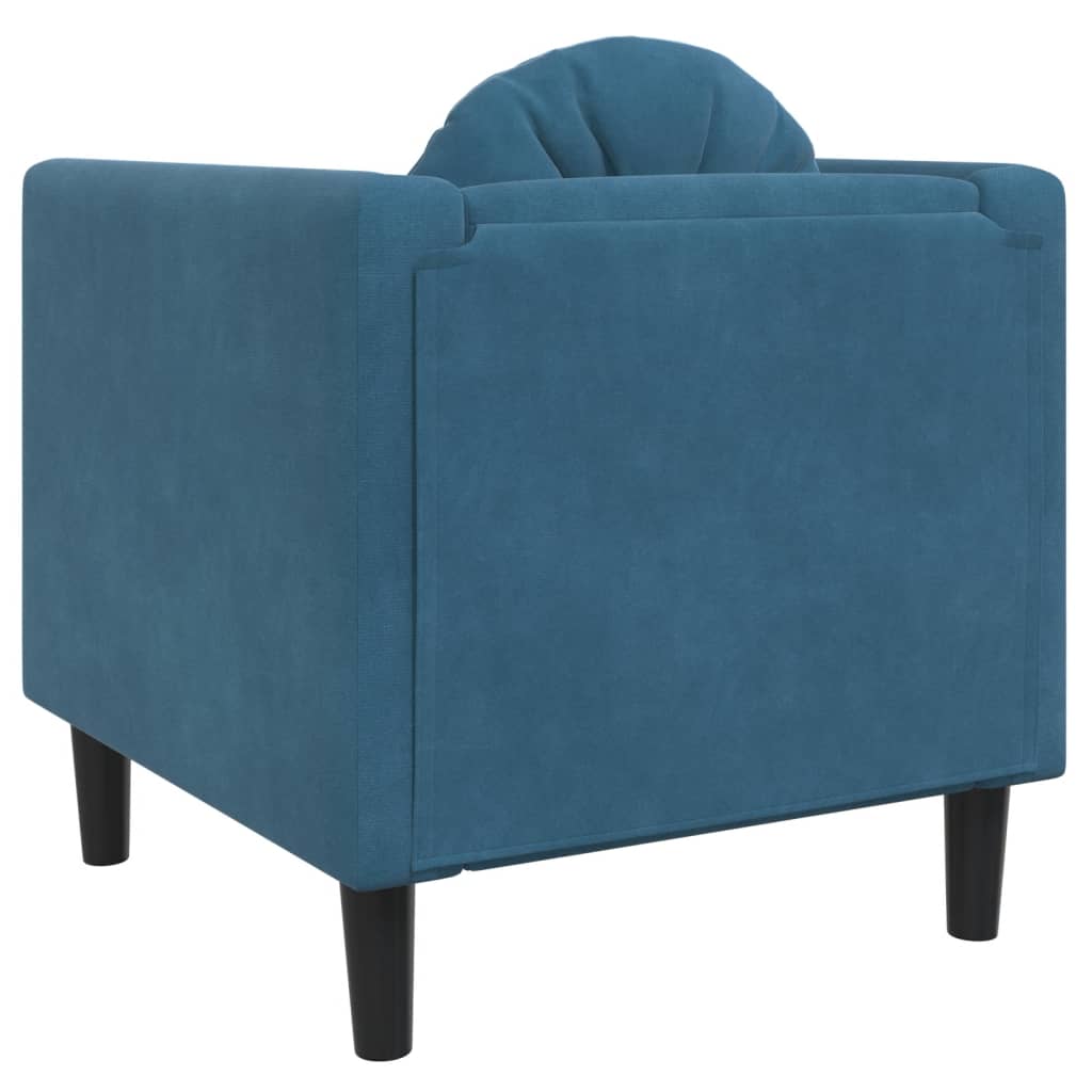 vidaXL kék bársony kanapéfotel párnával