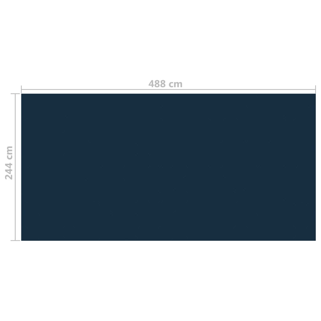 vidaXL fekete és kék napelemes lebegő PE medencefólia 488 x 244 cm