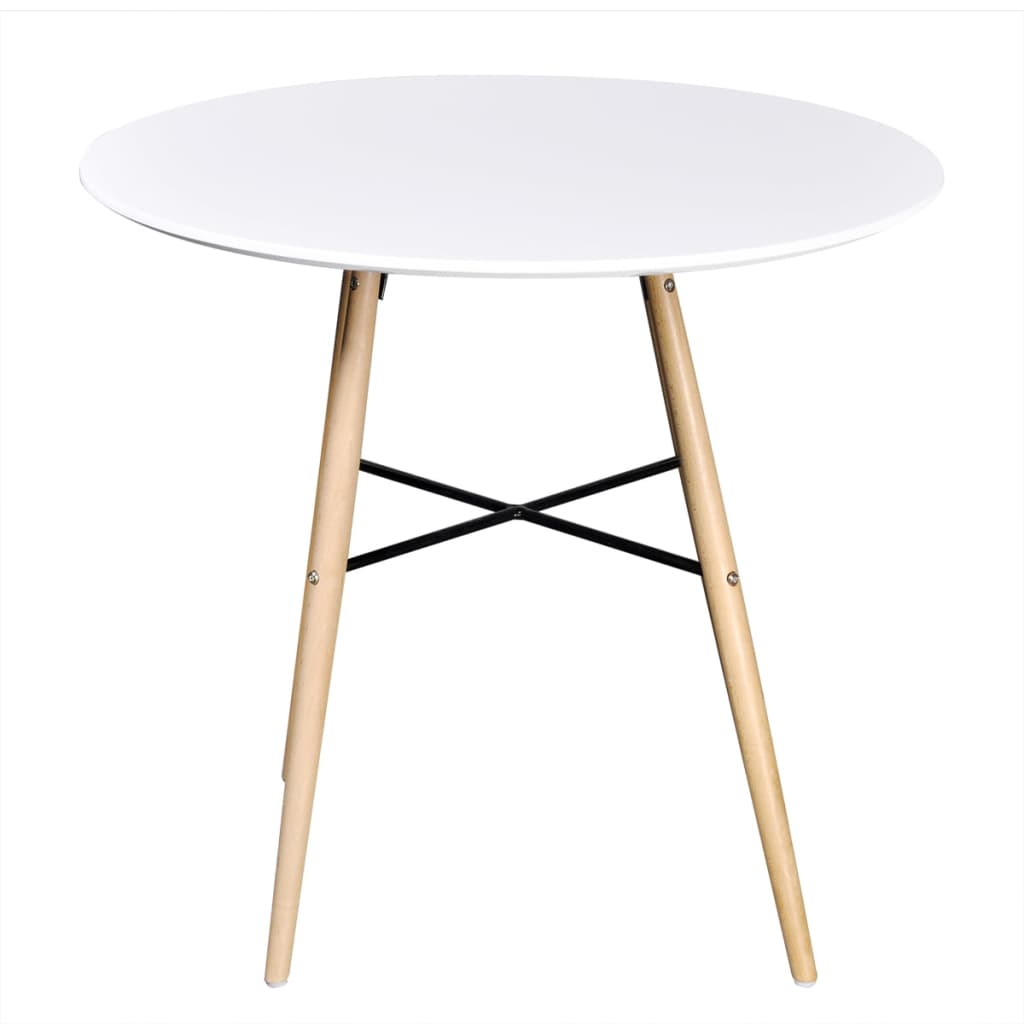 Fehér étkező szett 1 db kör alakú asztallal / 2 db kar nélküli székkel