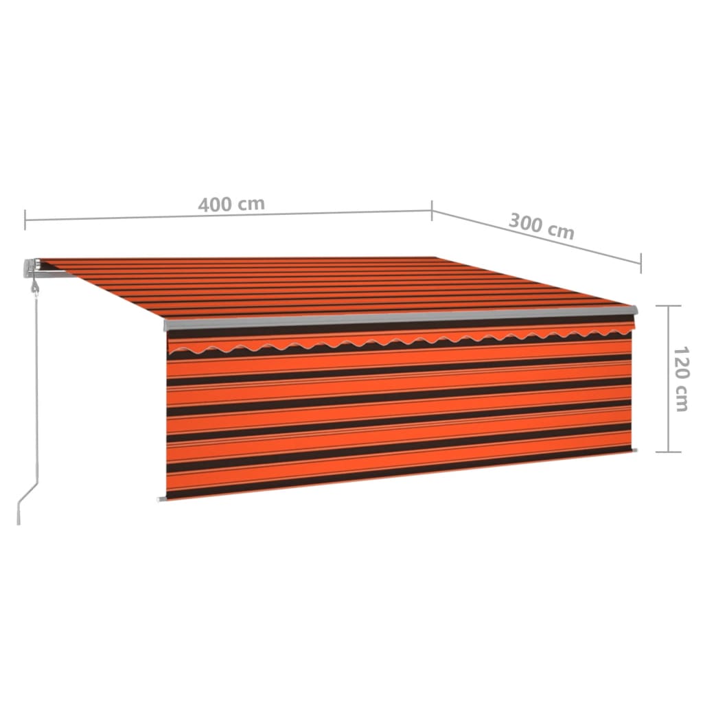 vidaXL narancssárga-barna kézzel kihúzható napellenző redőnnyel 4x3 m