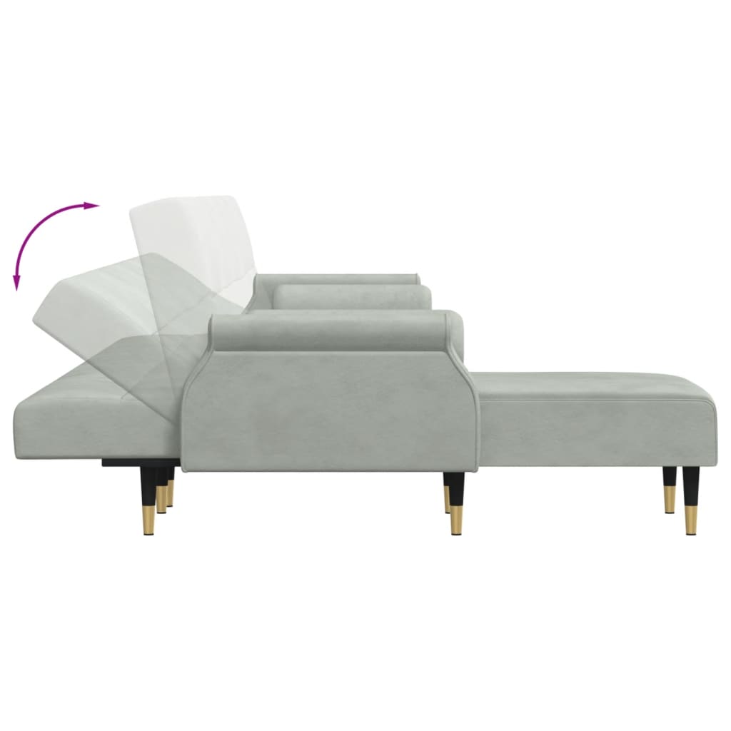 vidaXL világosszürke L-alakú bársony kanapéágy 271x140x70 cm
