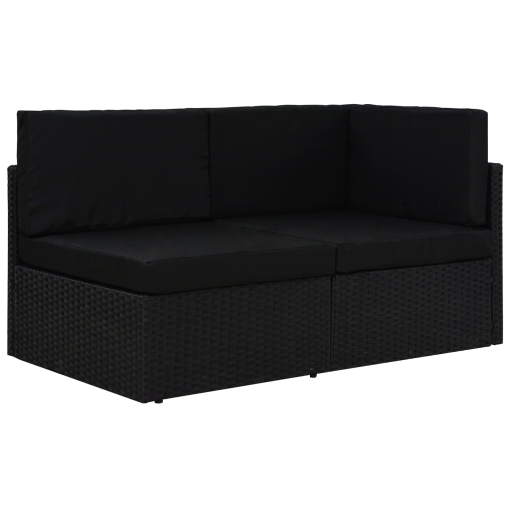 vidaXL 2 személyes fekete elemes polyrattan kanapé
